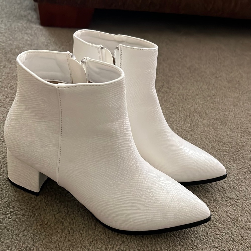 Brand new never worn white booties